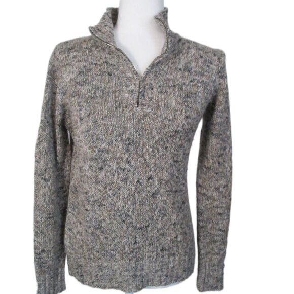 Liz Claiborne Sweaters - Liz Claiborne Brown Variegated Cotton Blend 1/4 Zip Long Sleeve Sweater Size M